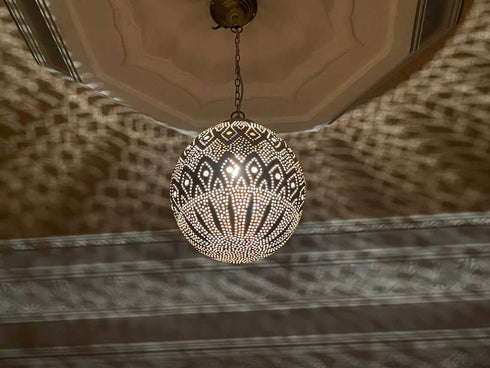 Boho Moroccan Brass Pendant Light – Vintage Ceiling Lamp (PL 1071)